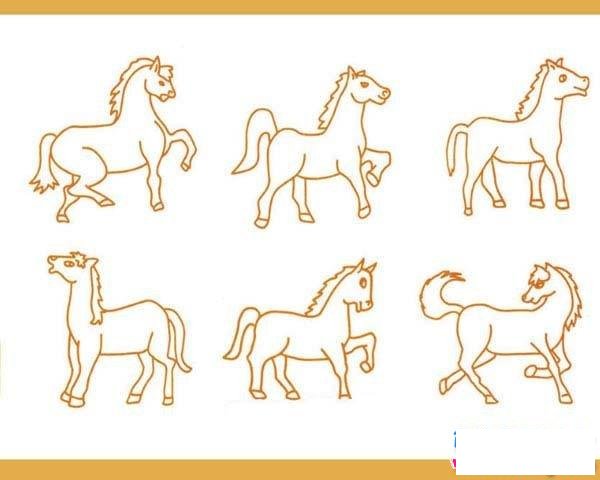 各种形态的马简笔画图片大全