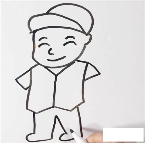 清洁工人的画法简笔画步骤图片