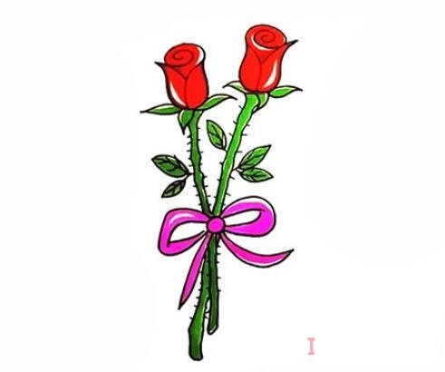 情人节玫瑰花怎么画简单又漂亮涂颜色