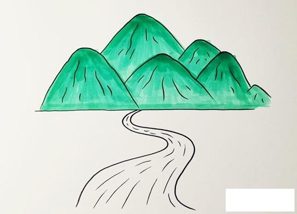 高山流水的简笔画