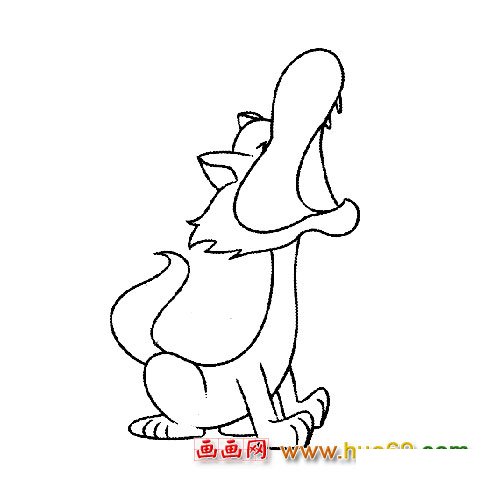 蹲着的大灰狼│简笔画3