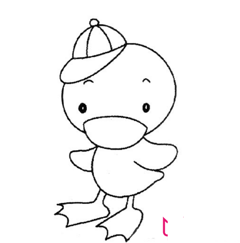 戴帽子的小鸭子简笔画