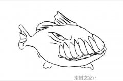 食人鱼简笔画图片