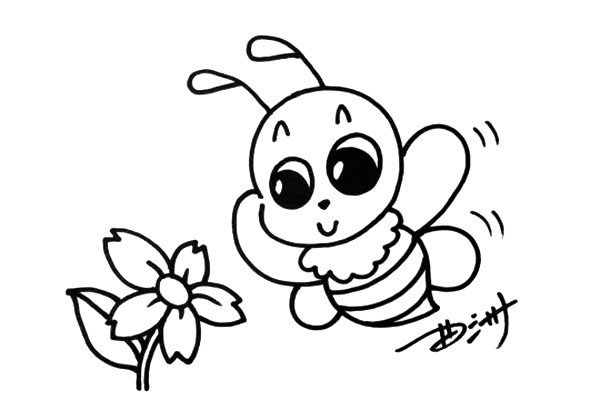 蜜蜂简笔画彩色画法