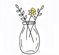 一组漂亮花瓶插花的画法简笔画教程
