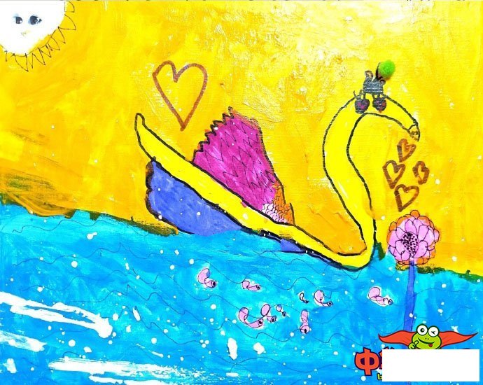 儿童画画大全简单漂亮，美丽的天鹅