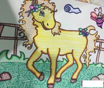 好看的马儿儿童画图片，小学生儿童画