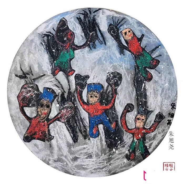 漂亮的儿童画图片，一起来打雪仗