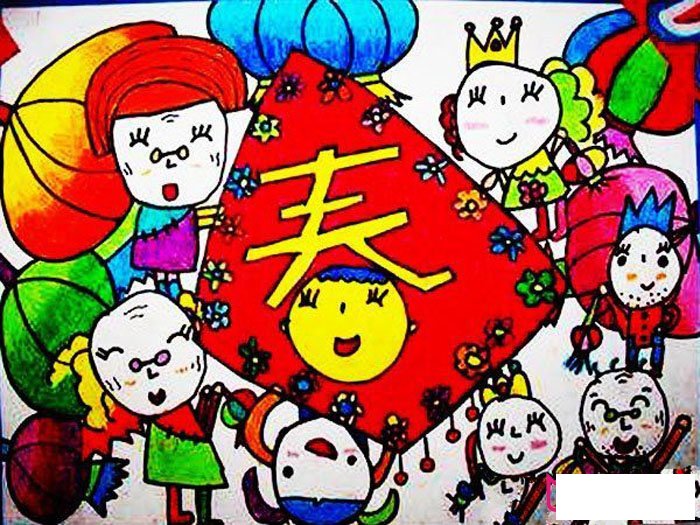 好看的春节儿童画大全