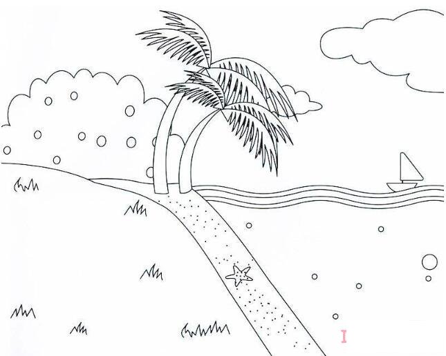  海边旅行简笔画怎么画 海滩简笔画图片