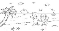 海边旅行简笔画怎么画 海滩简笔画图片