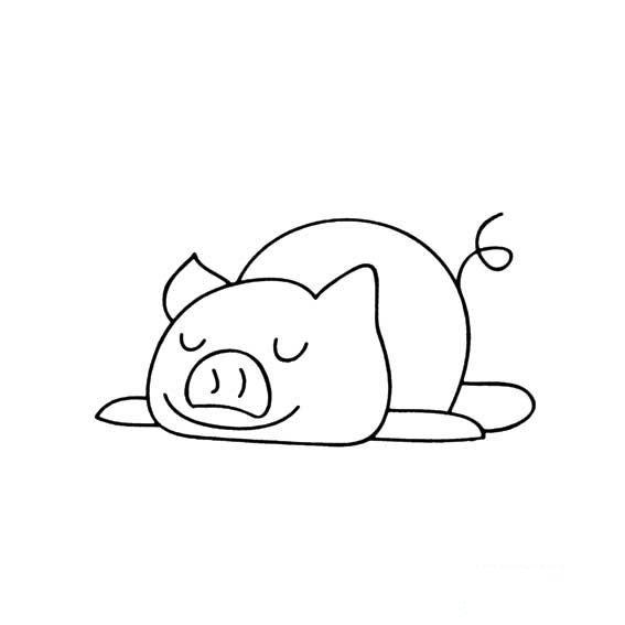 睡大觉小懒猪如何画