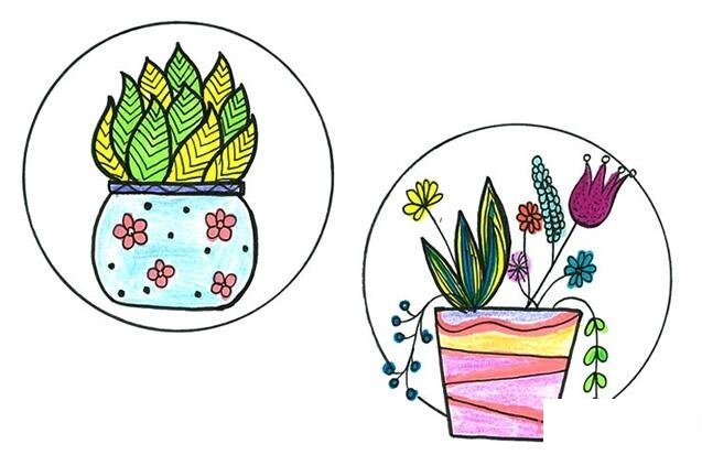  盆栽绿植怎么画简单_盆栽简笔画图片
