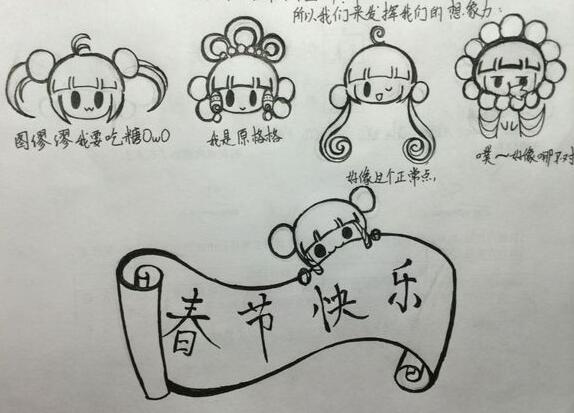 B站春节快乐简笔画