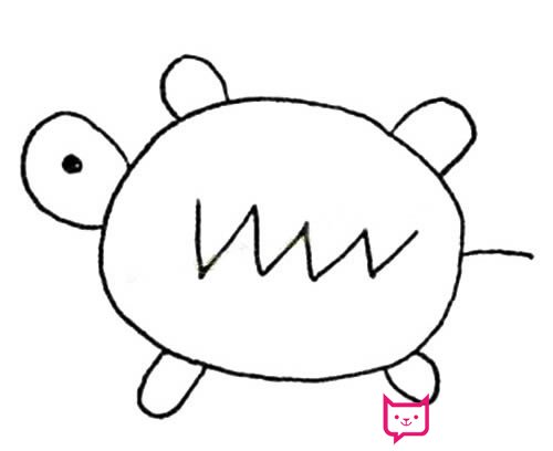动物简笔画大全，慢吞吞的乌龟简笔画