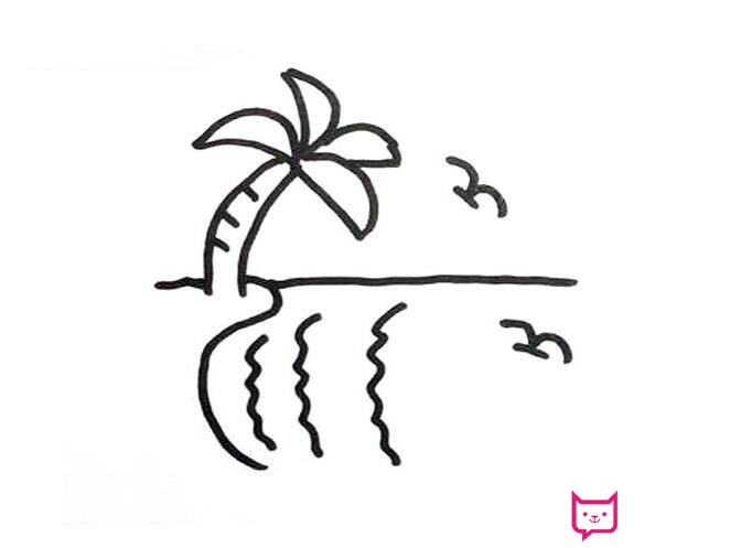 海上风景简笔画图片，好看的大海简笔画