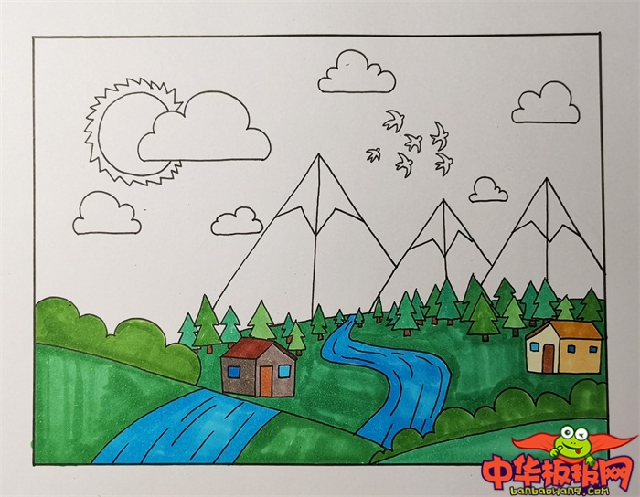 一幅春天简单漂亮的画，春天怎么画简单好看