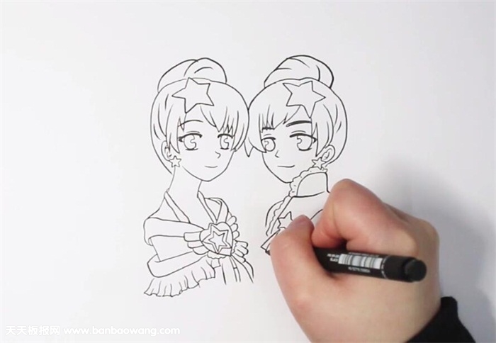 贝贝和雅雅简笔画