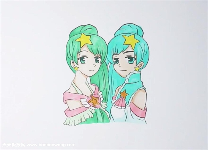 贝贝和雅雅简笔画
