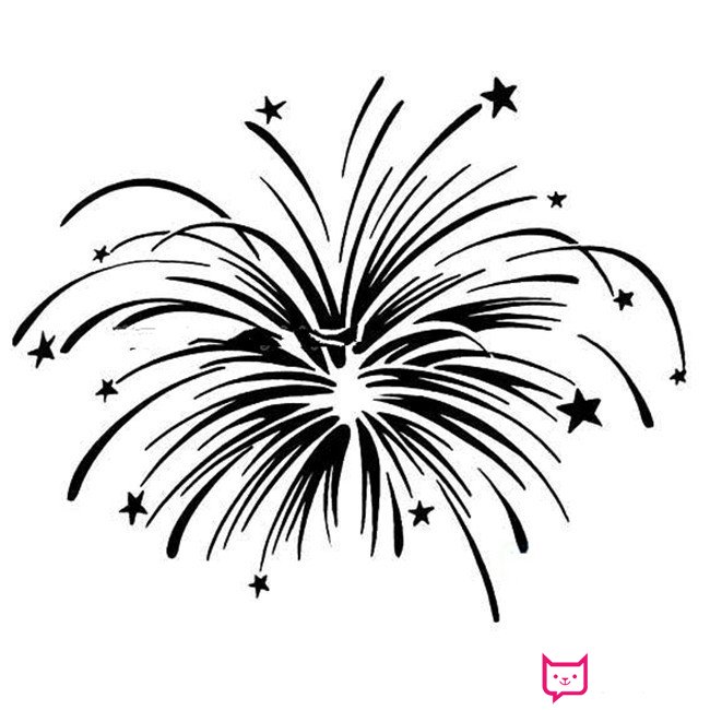 夜空中烟花的简笔画，绽放的烟花简笔画