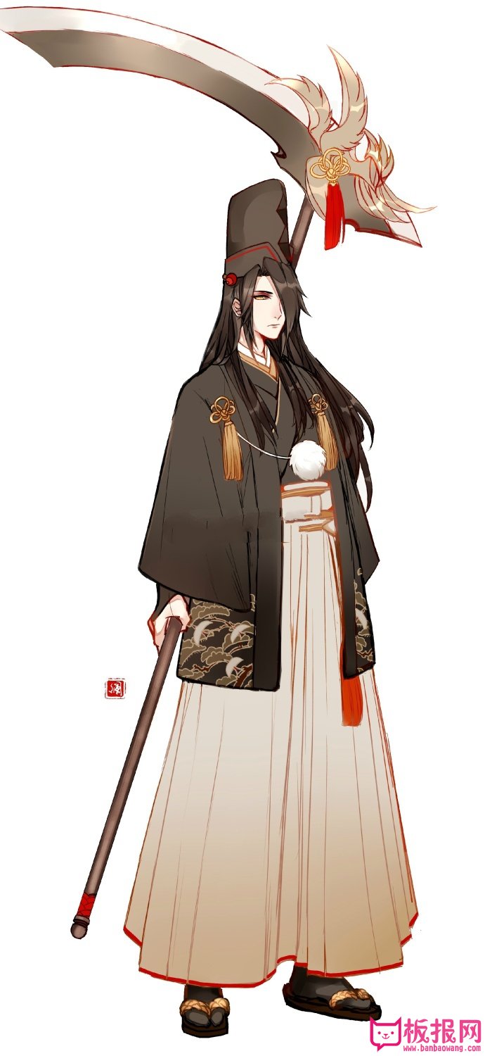 阴阳师鬼使黑白卡通简笔画