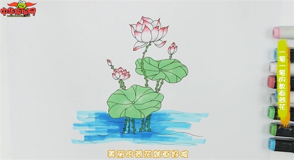 一笔一笔的教画荷花