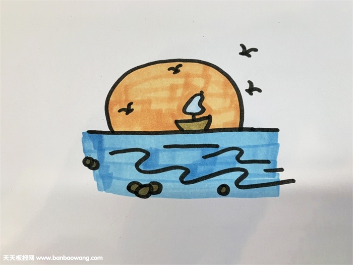 夕阳怎么画