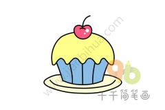 零食杯子蛋糕简笔画